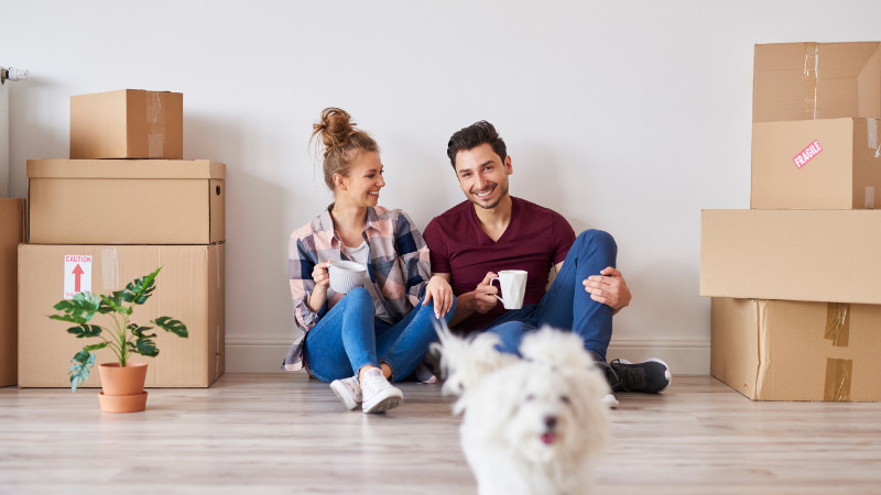 young couple packing